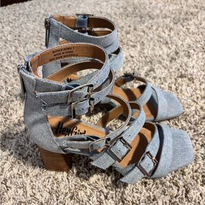 Hey Girl Denim Strappy Heels